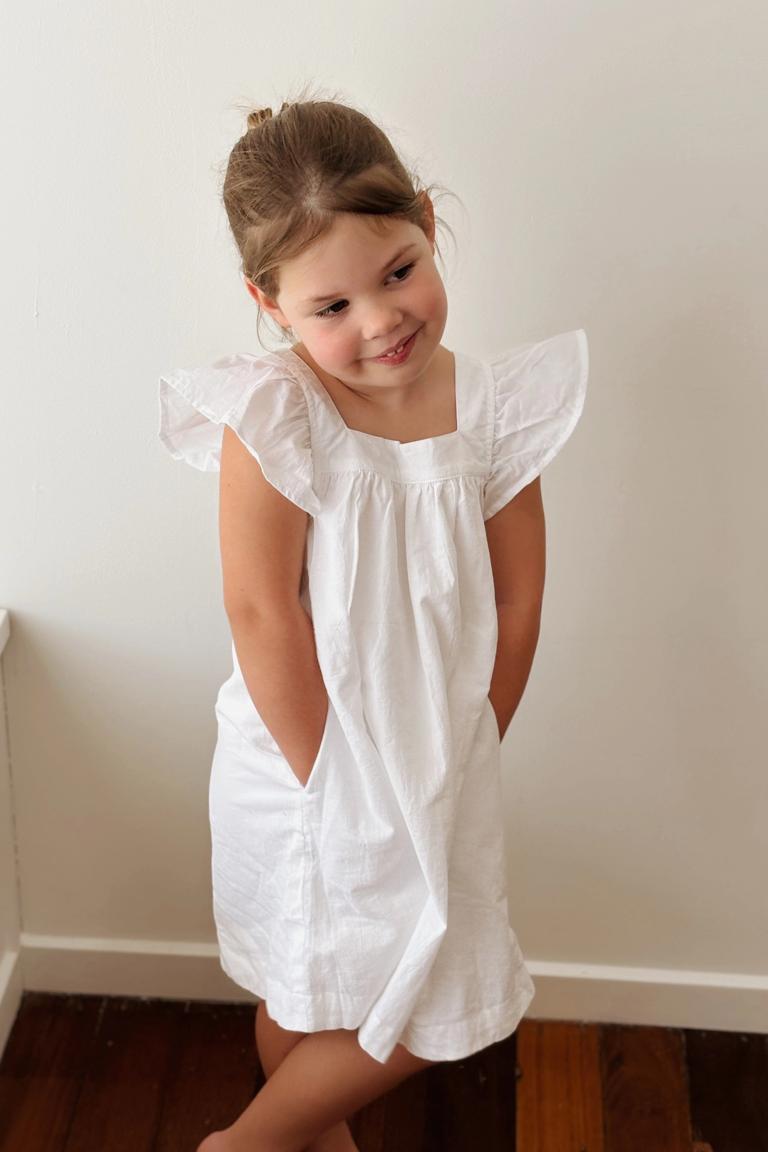 Harriet Lounge Dress - White Washed Cotton