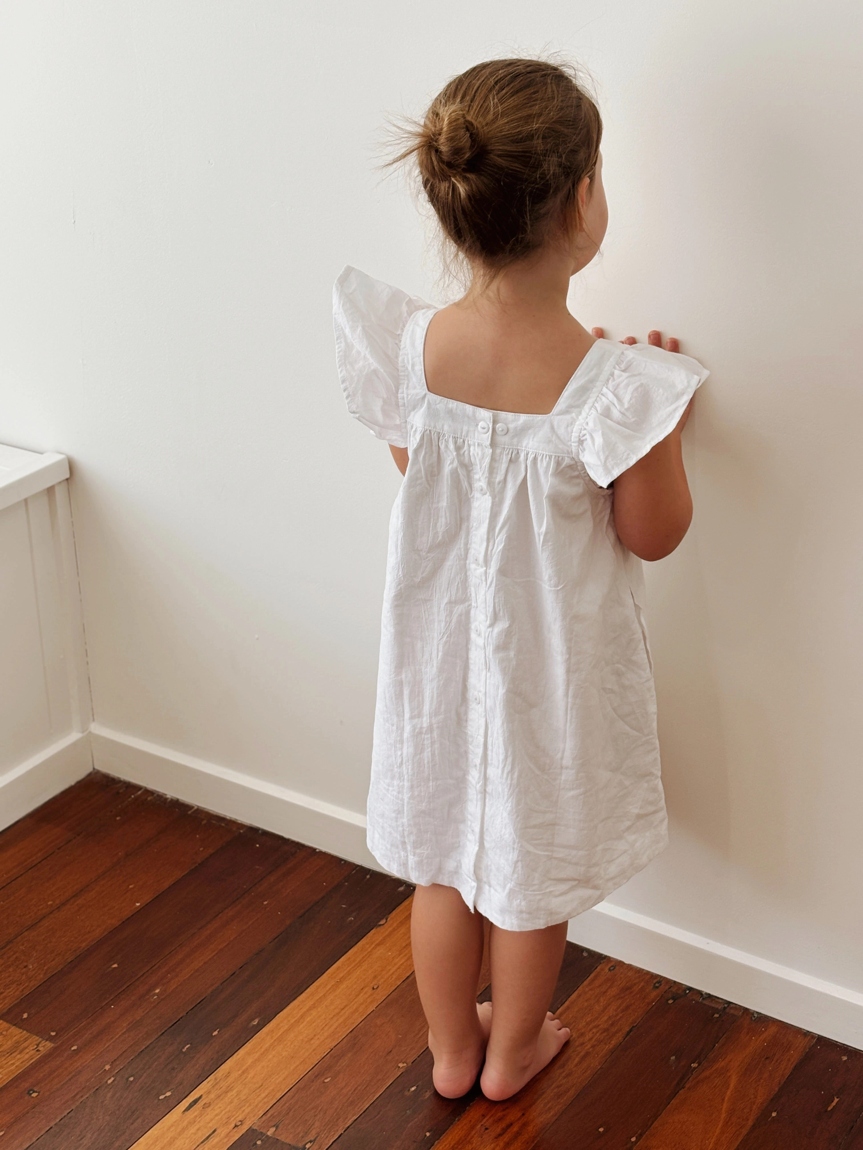 Harriet Lounge Dress - White Washed Cotton