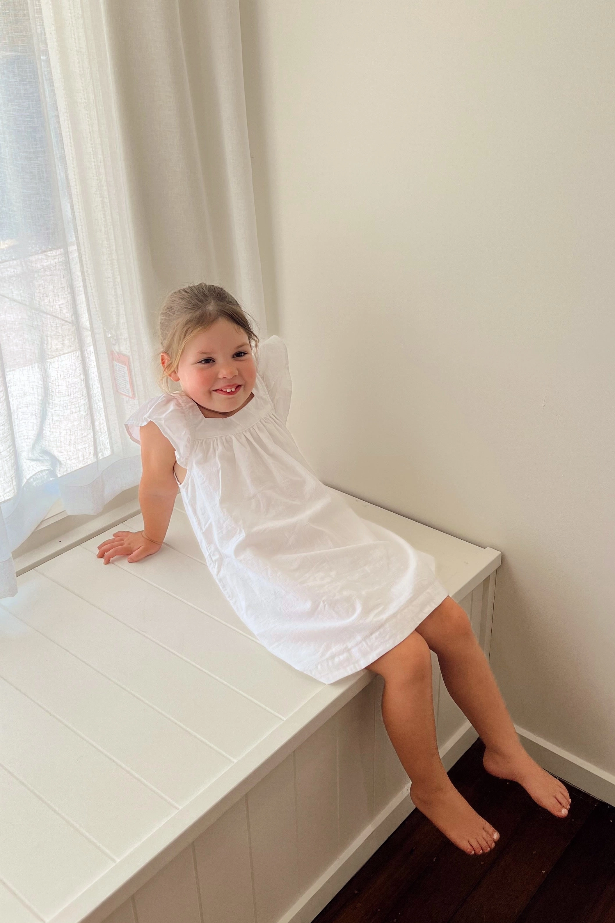 Harriet Lounge Dress - White Washed Cotton