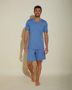 Herren Rundhalsausschnitt Top & Shorts PJ Set