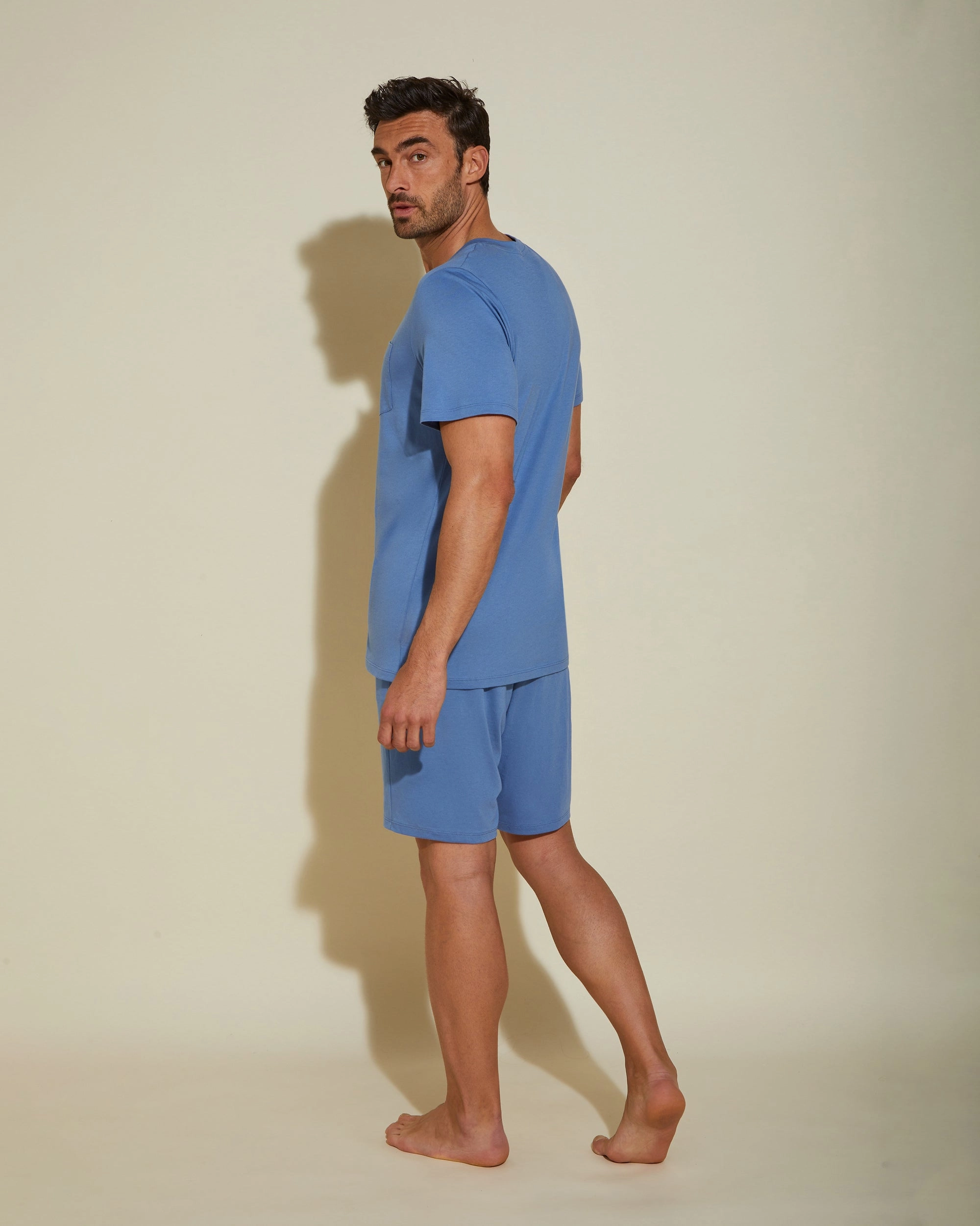Herren Rundhalsausschnitt Top & Shorts PJ Set