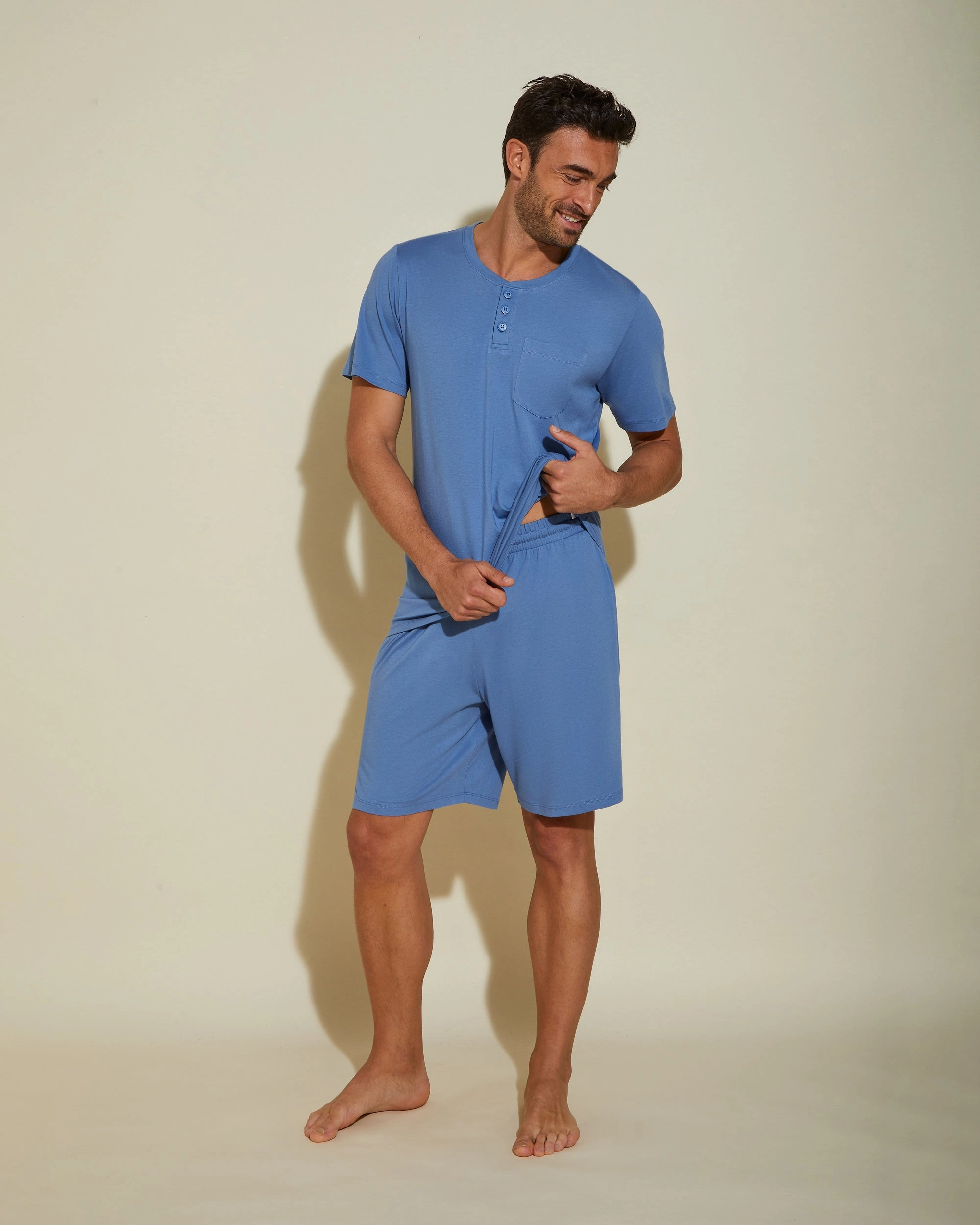 Herren Rundhalsausschnitt Top & Shorts PJ Set