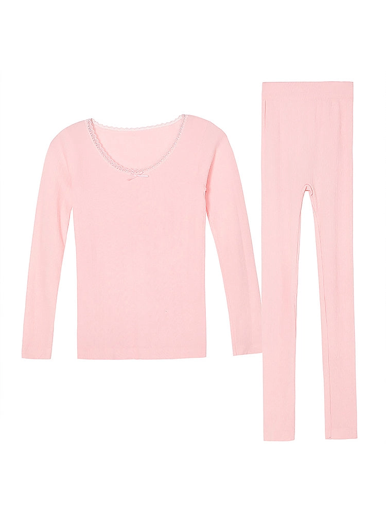 Invisible Basic Layer Thin Cotton Thermal Sets