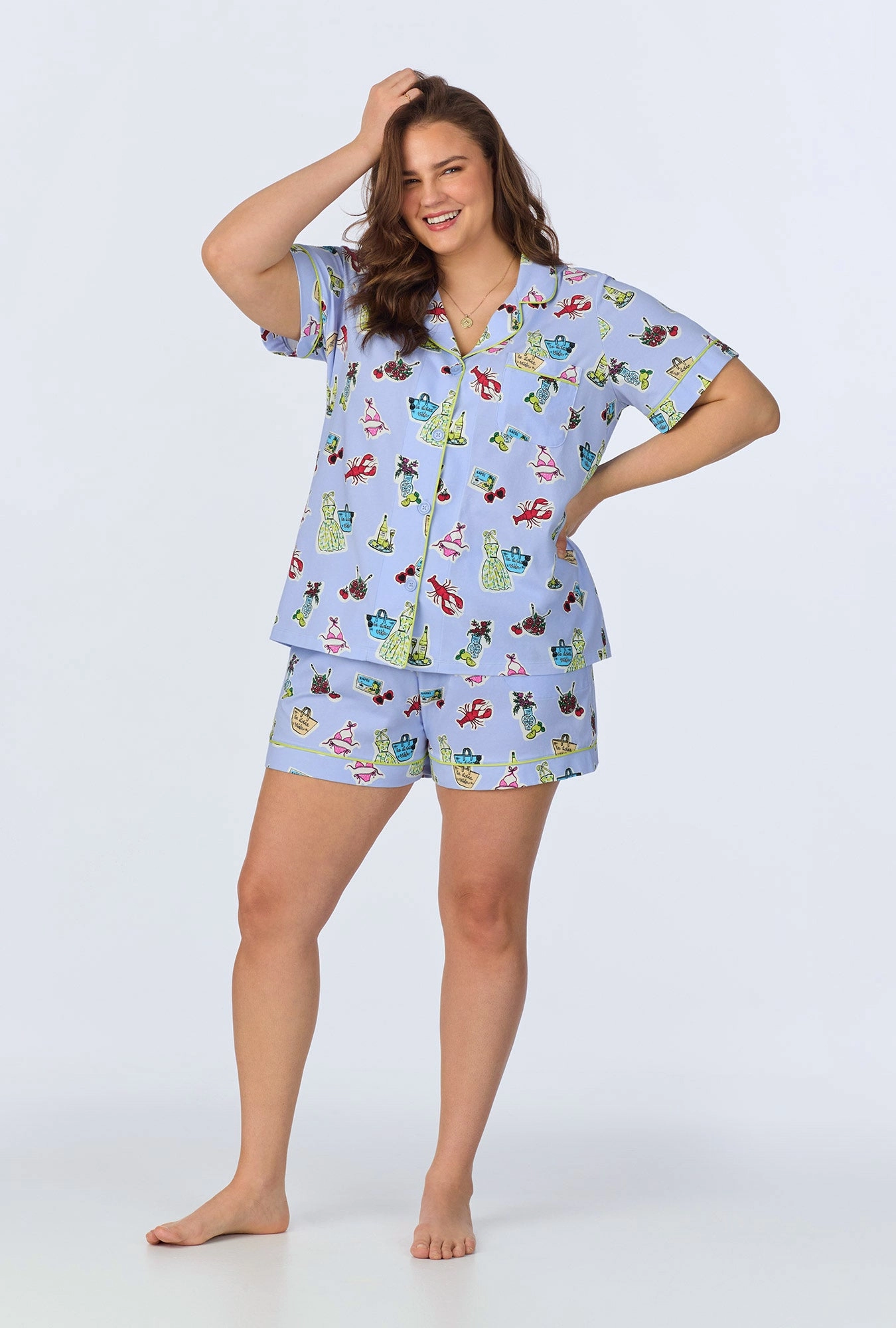 Island Life Short Sleeve Classic Shorty Stretch Jersey PJ Set