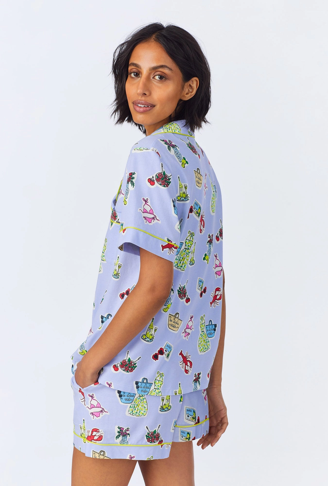 Island Life Short Sleeve Classic Shorty Stretch Jersey PJ Set