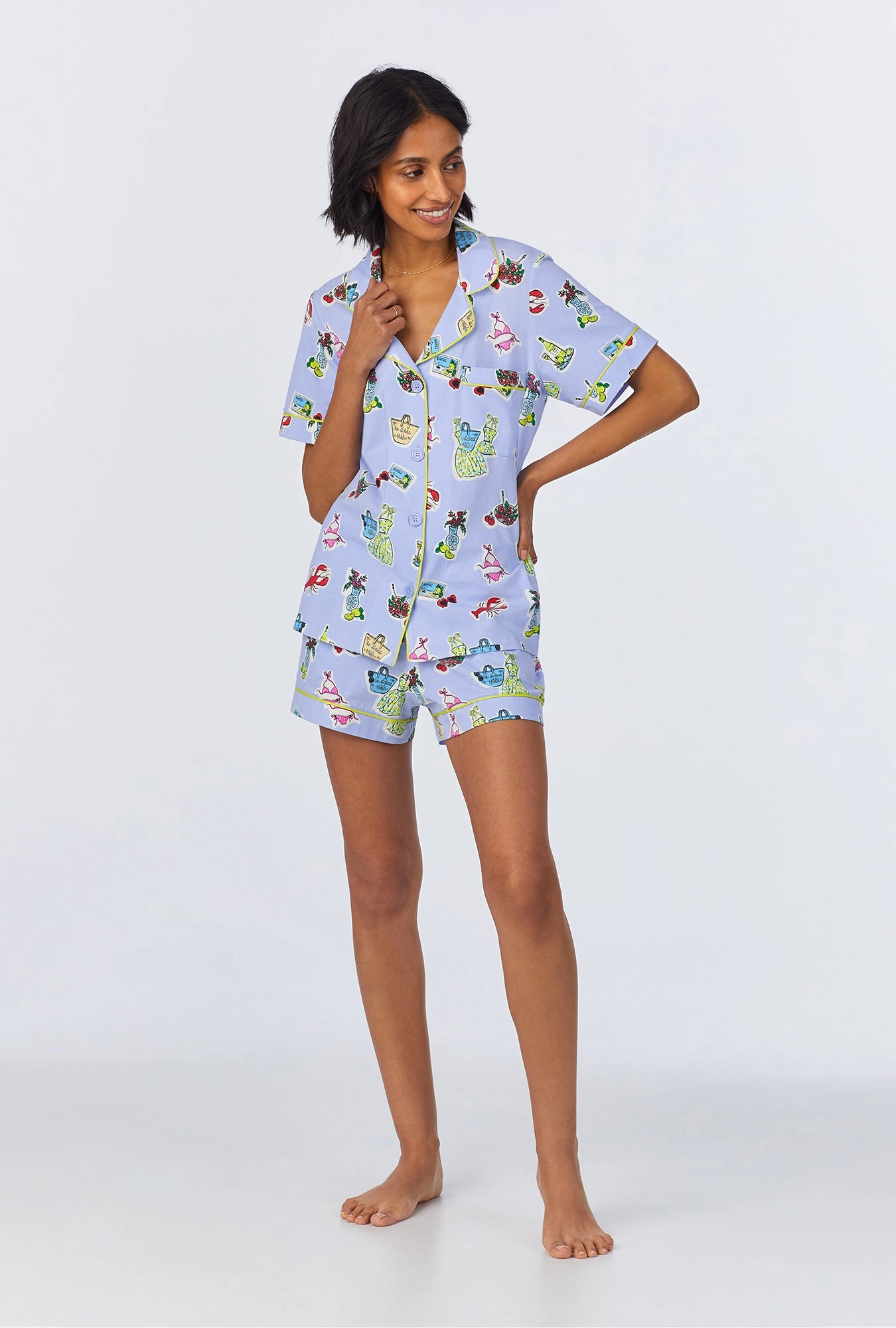 Island Life Short Sleeve Classic Shorty Stretch Jersey PJ Set
