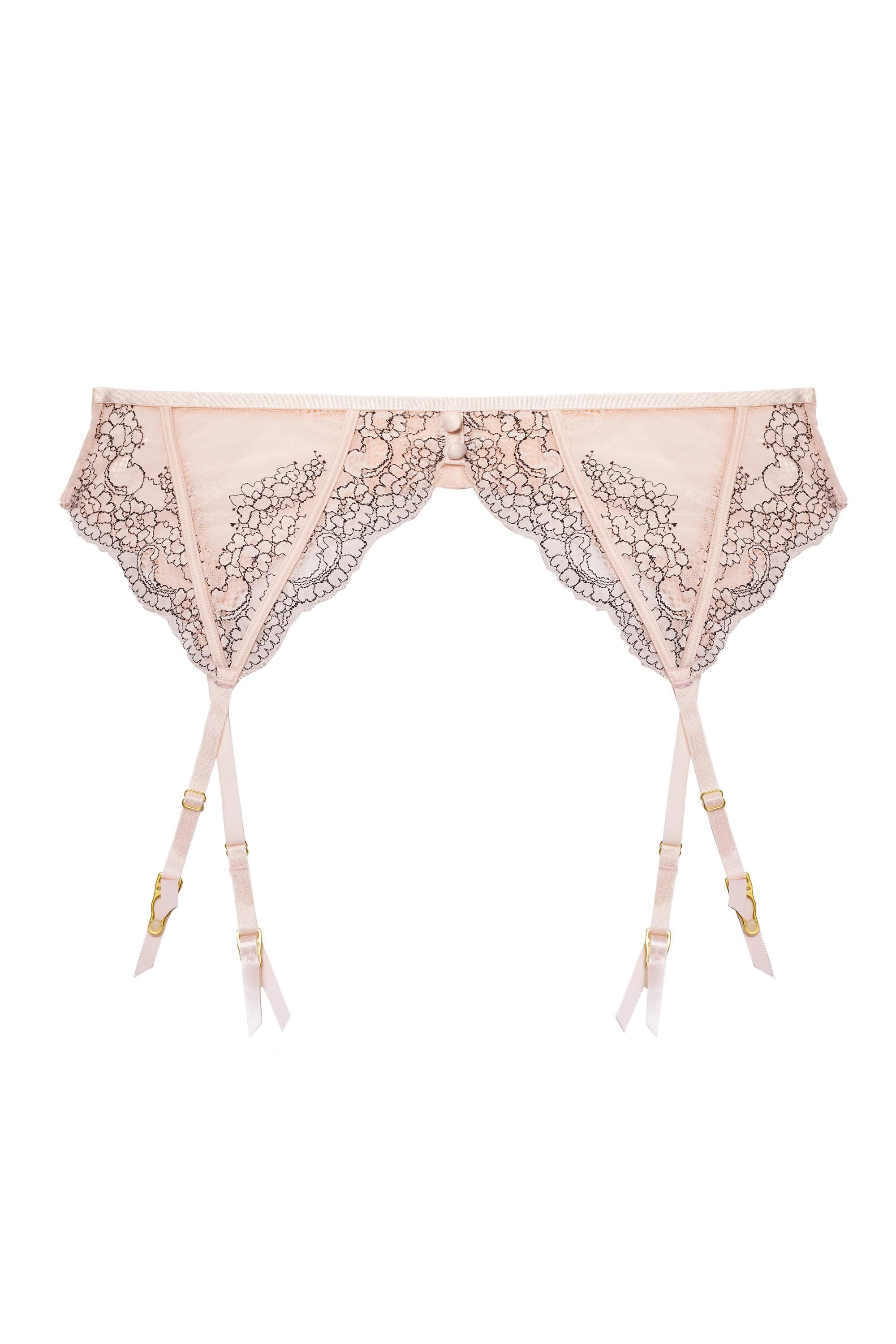 Jenny Graphic Lace Blush Suspender Belt