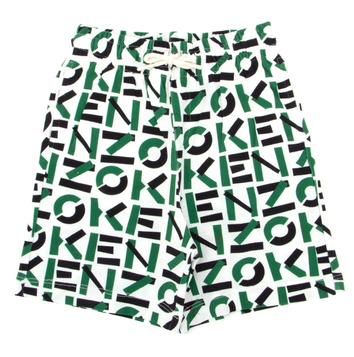 Kenzo Kids Allover Logo Printed Drawstring Shorts