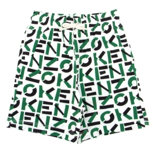 Kenzo Kids Allover Logo Printed Drawstring Shorts