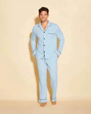 Klassisches Langärmeliges Top & Hose Pyjama-Set Für Männer