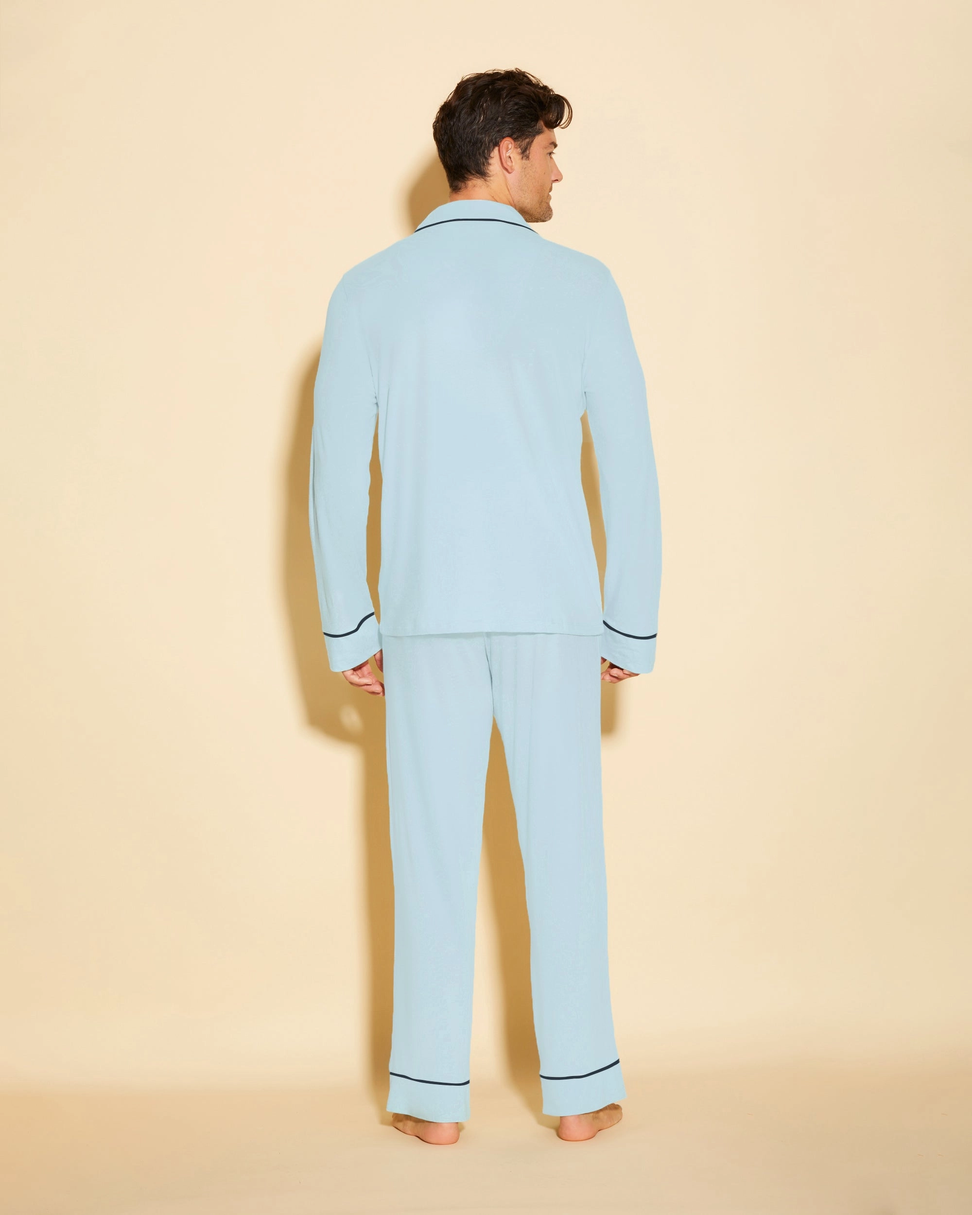 Klassisches Langärmeliges Top & Hose Pyjama-Set Für Männer