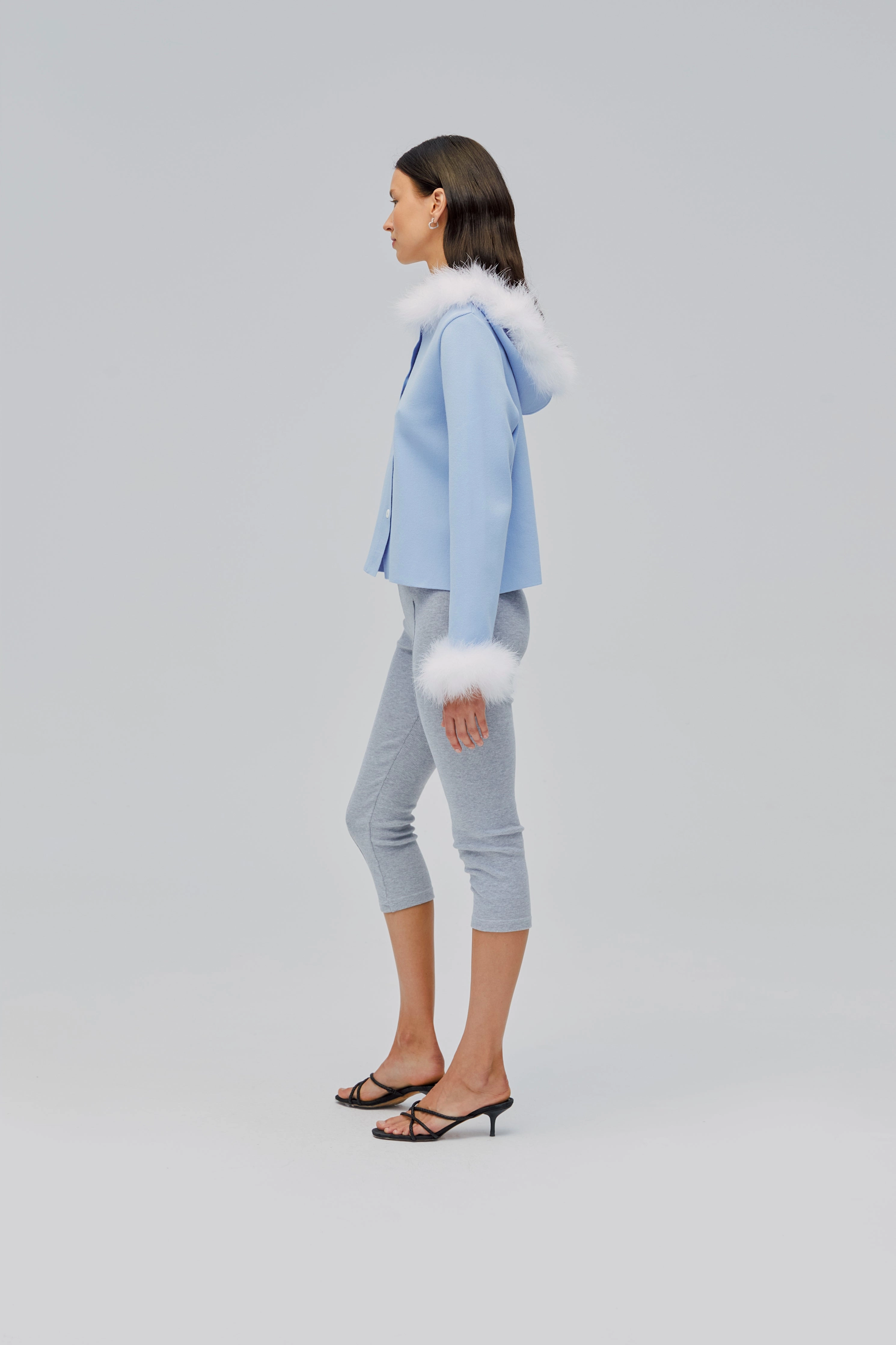 Kylie Hooded Cardigan in Blue