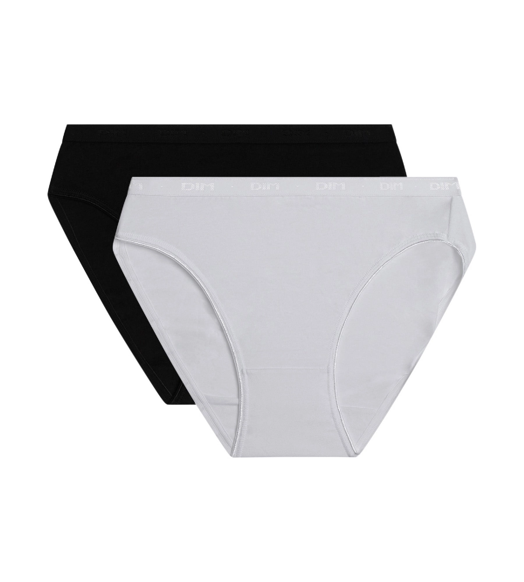 Lot de 2 slips midi noir et blanc en coton bio