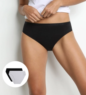 Lot de 2 slips midi noir et blanc en coton bio