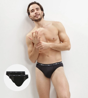 Lot de 2 slips Noir pour Homme Coton Stretch