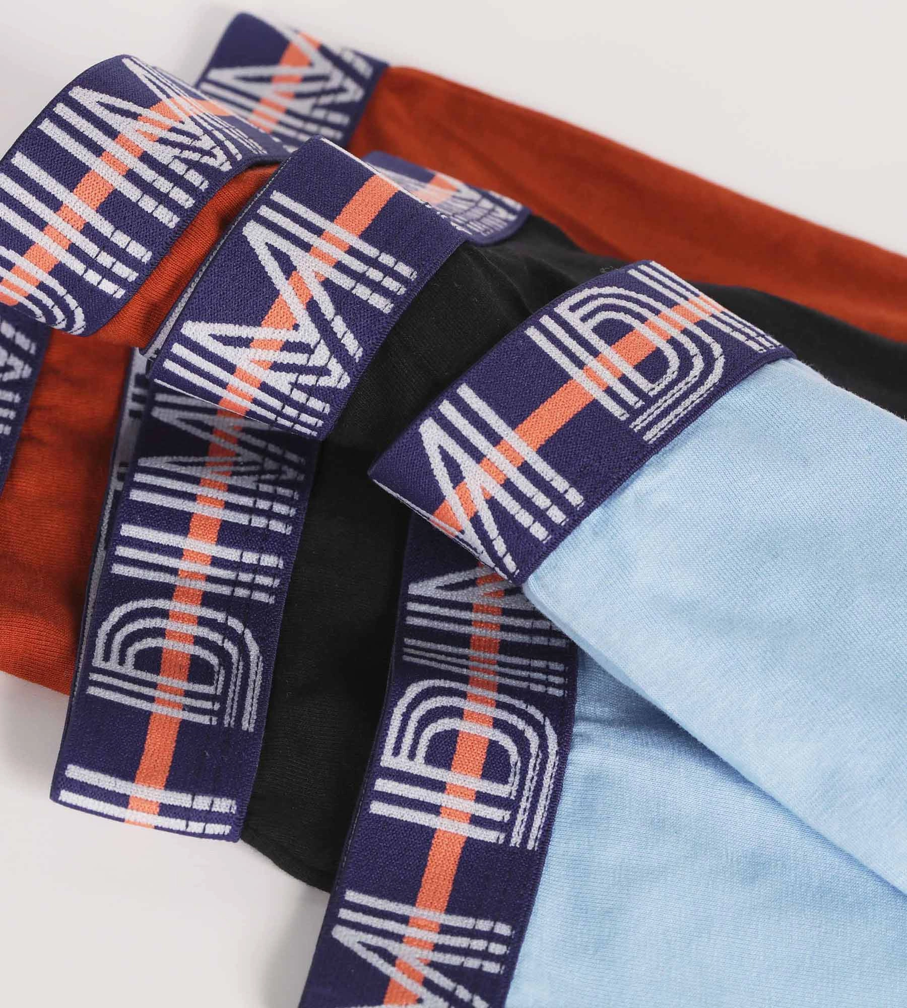 Lot de 3 boxers garçon Bleu Rouge ceinture graphique Dim Coton Stretch