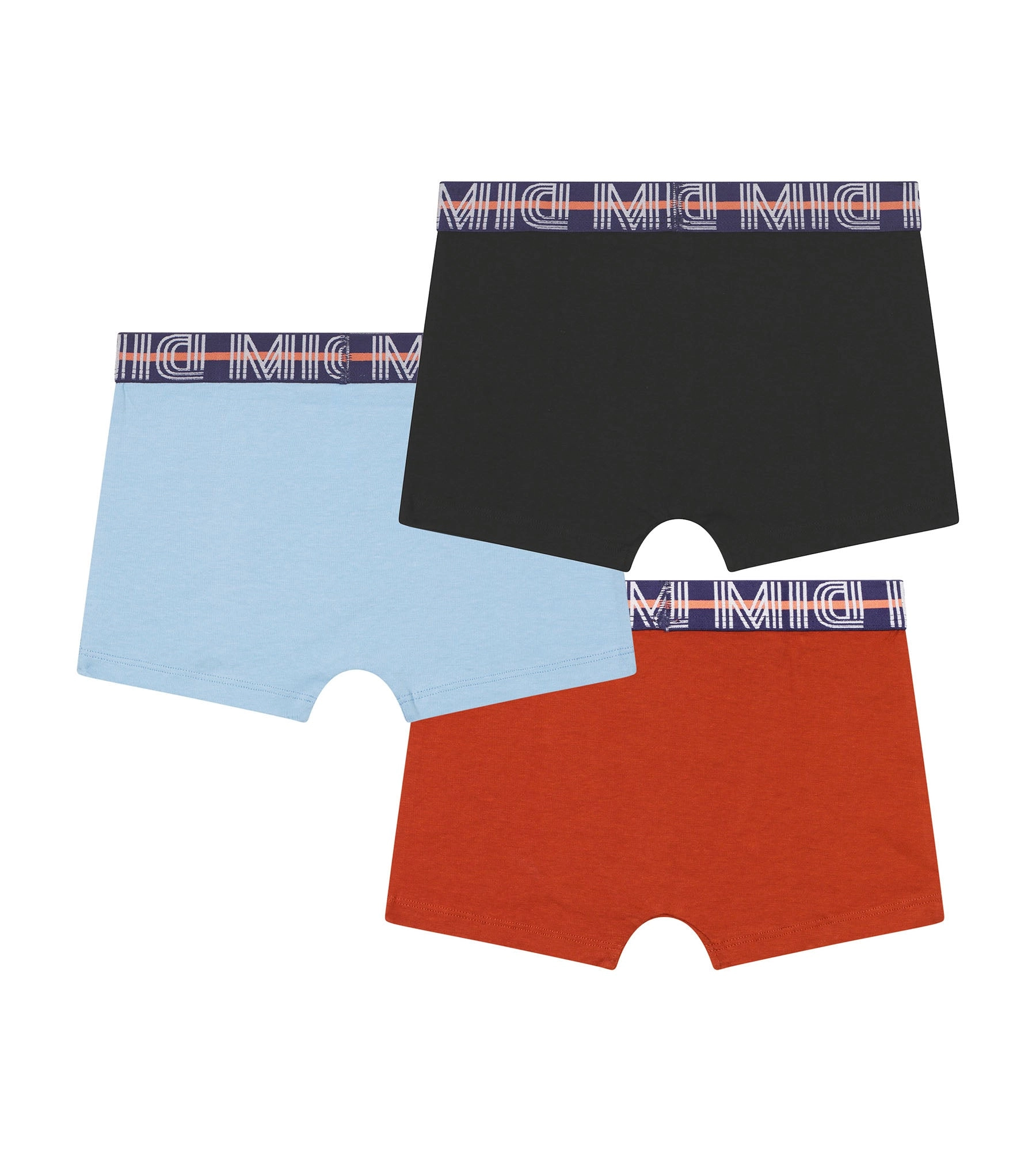Lot de 3 boxers garçon Bleu Rouge ceinture graphique Dim Coton Stretch