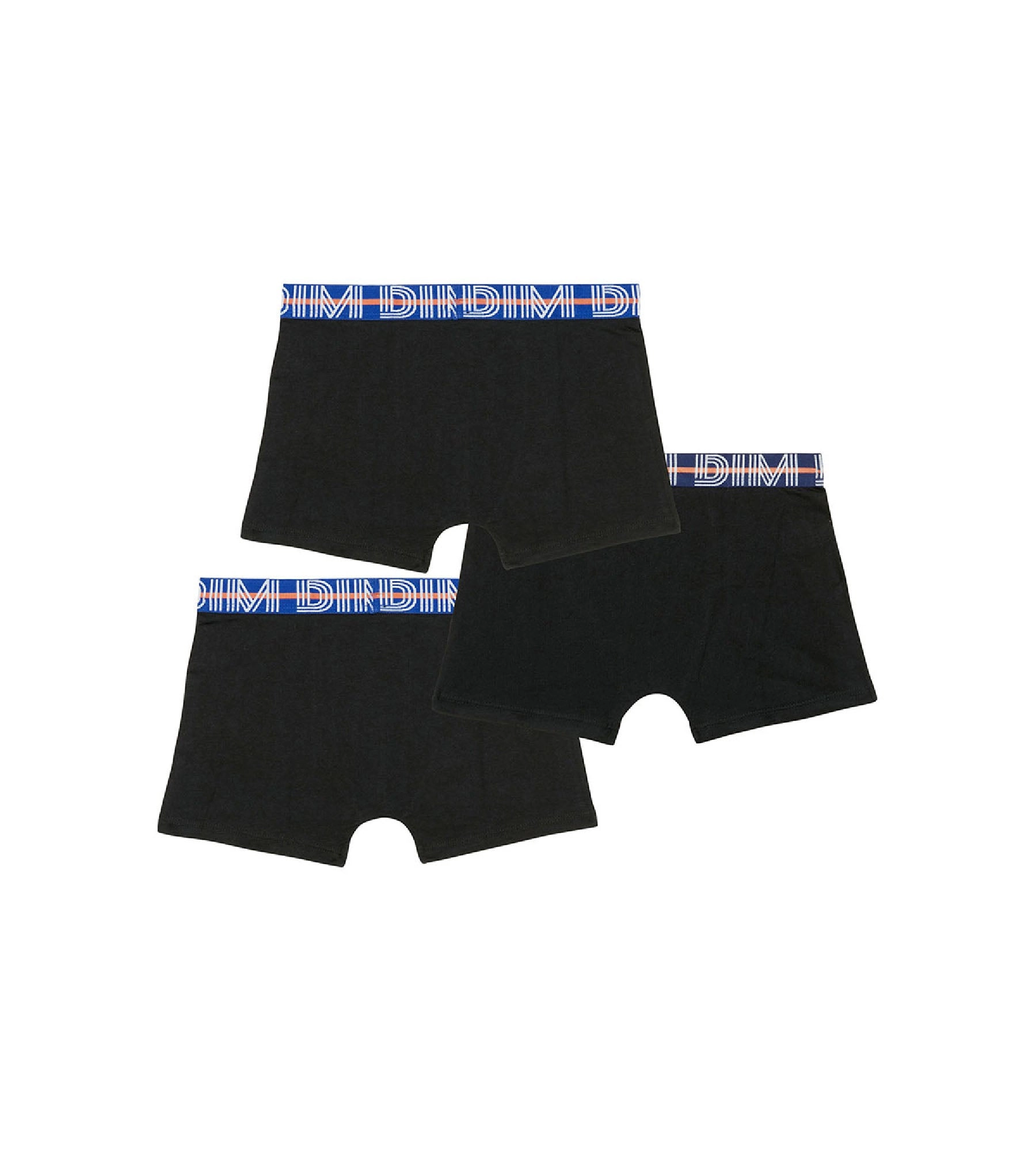Lot de 3 boxers garçon coton stretch ceinture contrastée Noir EcoDim