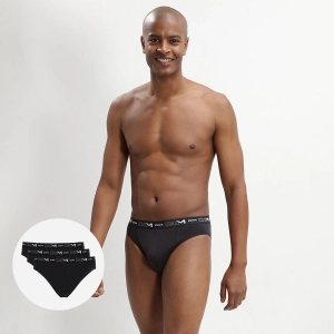 Lot de 3 slips noir Homme en coton stretch