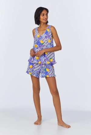 Majolica Ruffle Tank Stretch Jersey Shorty PJ Set