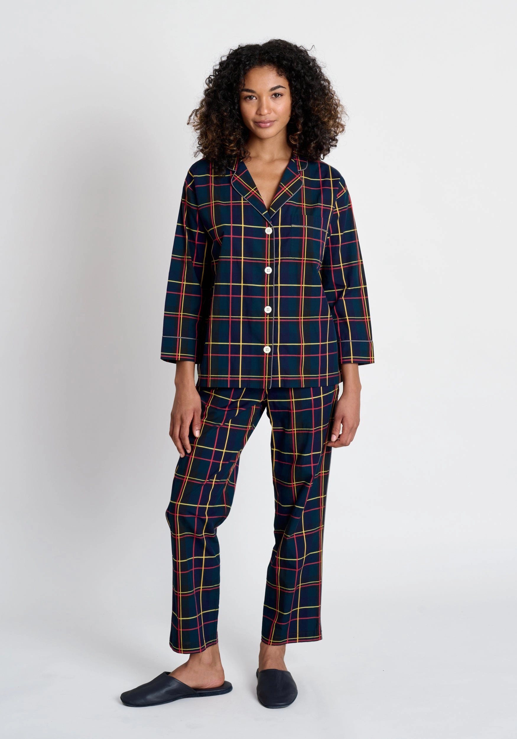 Marina Pajama Set in Sateen Holiday Plaid