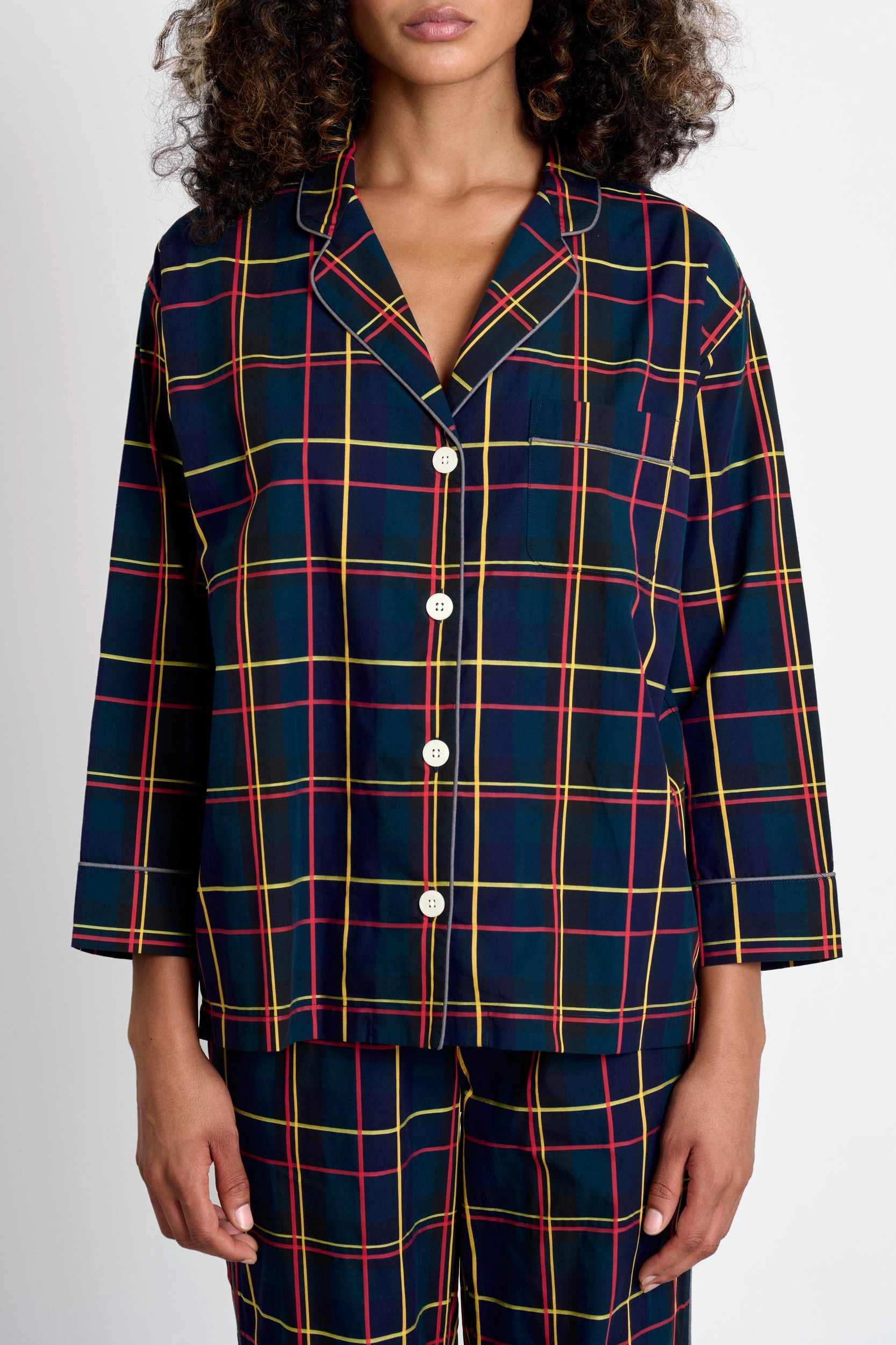 Marina Pajama Set in Sateen Holiday Plaid