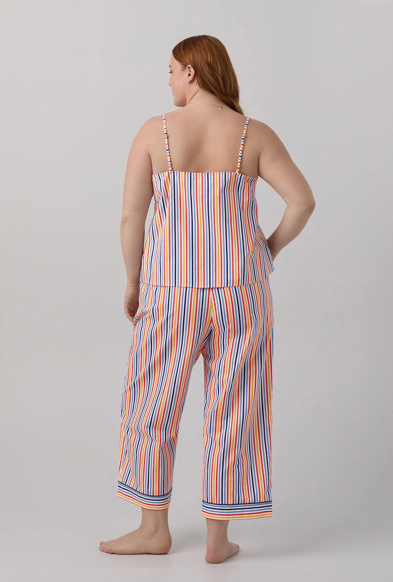 Maritime Stripe Tank Woven Cotton Poplin Cropped PJ Set