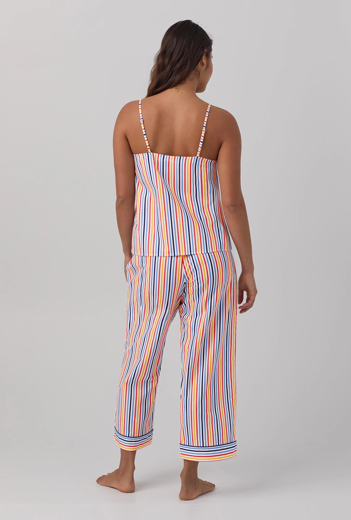 Maritime Stripe Tank Woven Cotton Poplin Cropped PJ Set