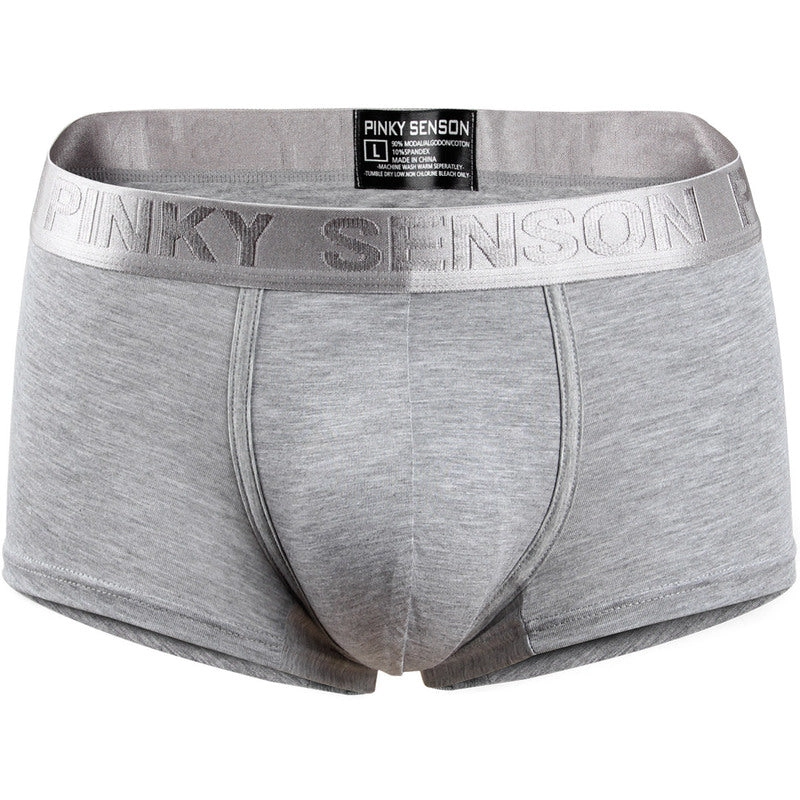 Men low-rise underwear big pouch solid color cotton C4B