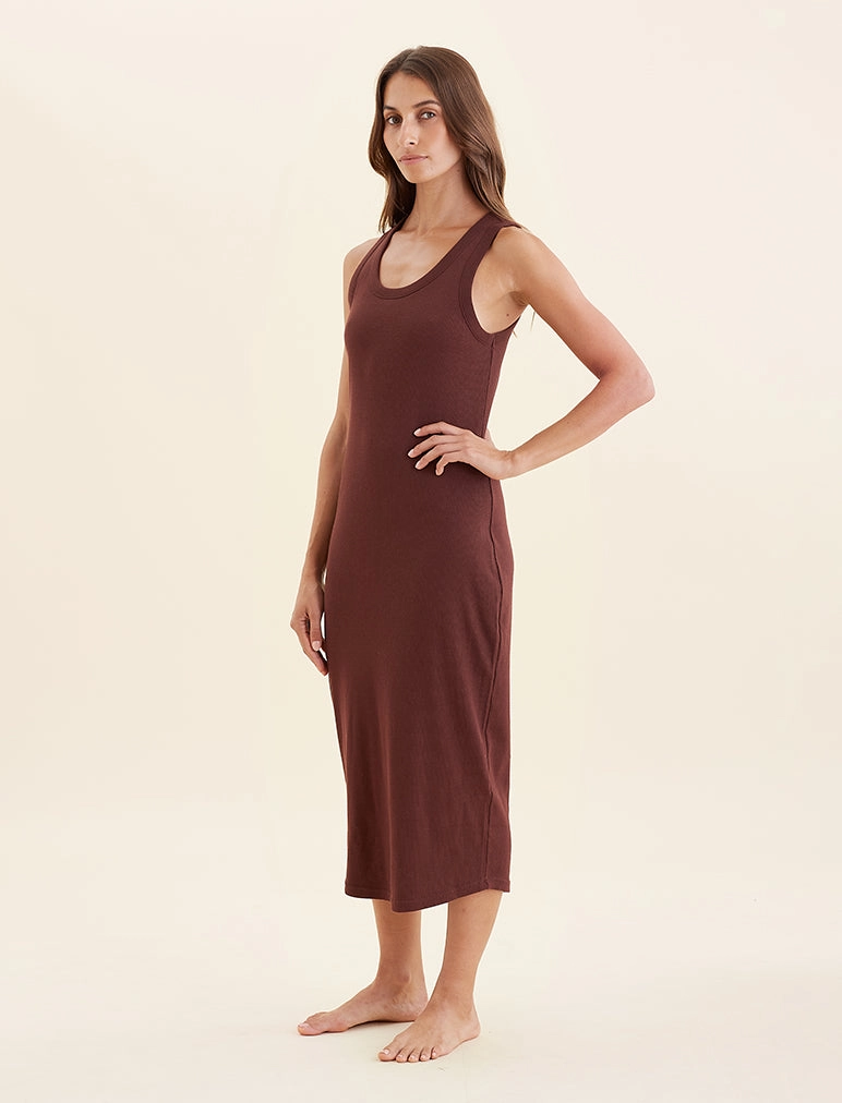 Milla Rib Shelf Bra Midi Nightdress