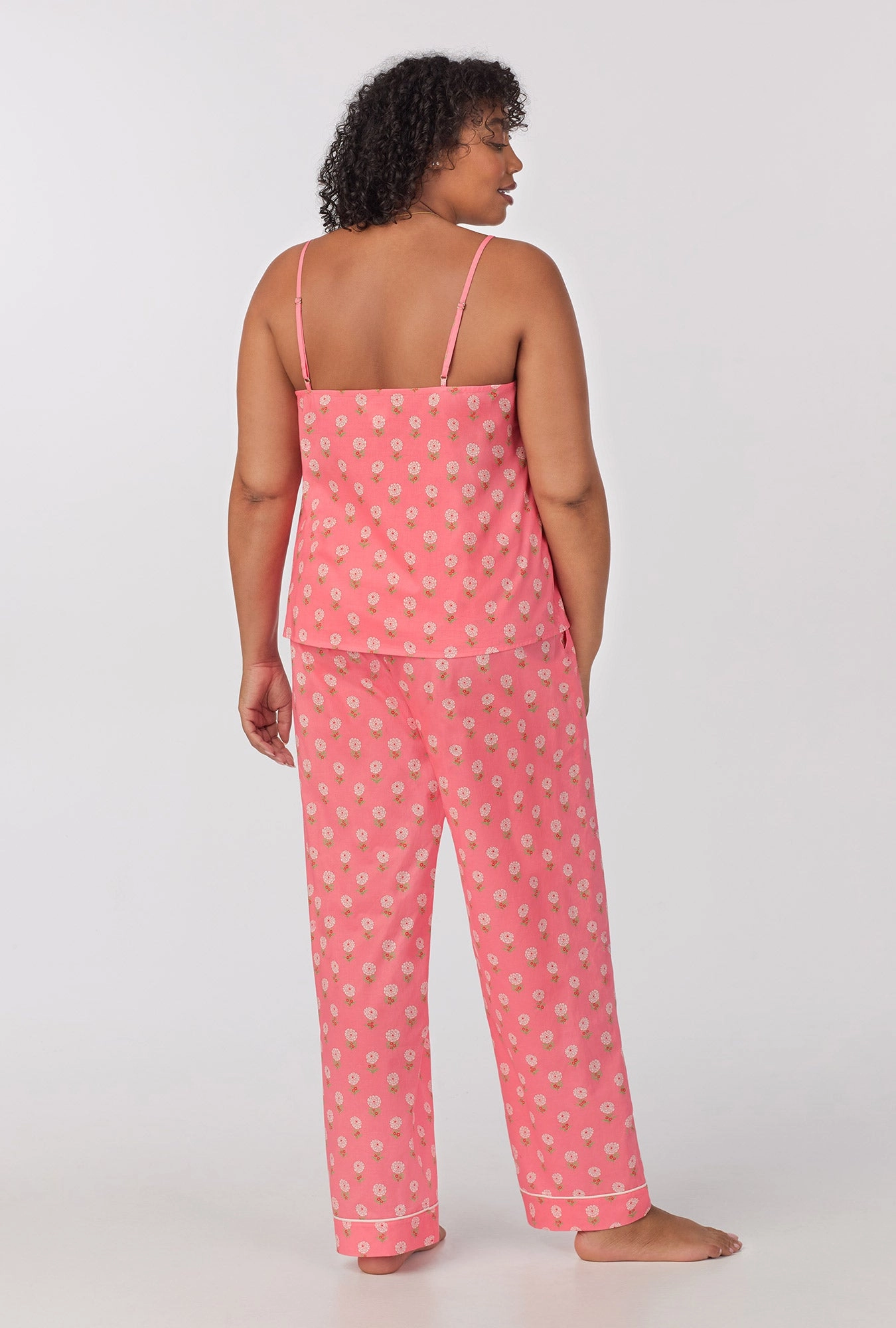 Monarch Flowers Cami Tank Woven Cotton Poplin Long PJ Set