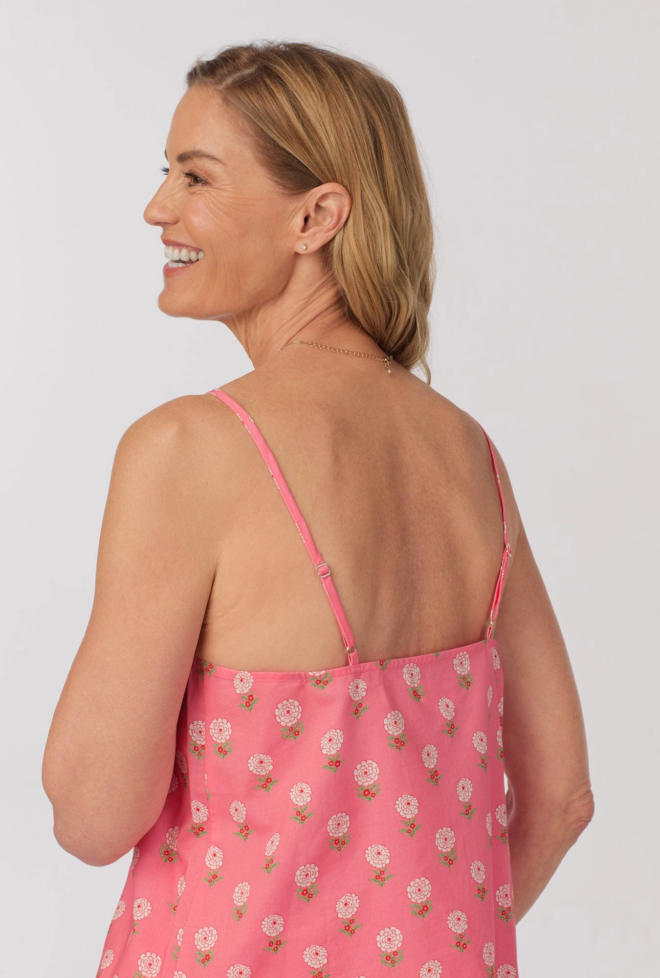 Monarch Flowers Cami Tank Woven Cotton Poplin Long PJ Set