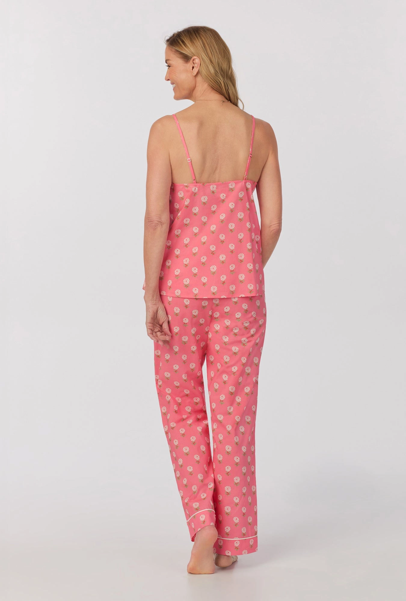 Monarch Flowers Cami Tank Woven Cotton Poplin Long PJ Set