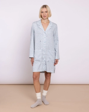 Organic Cotton Twill Blue Nightshirt, Aim High