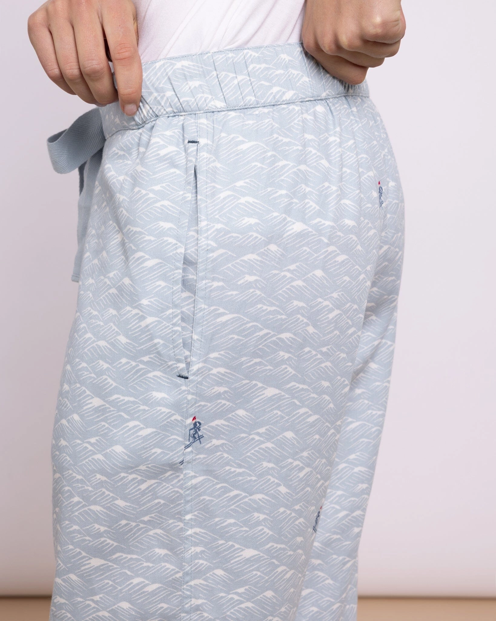 Organic Cotton Twill Blue Pyjama Bottoms, Aim High