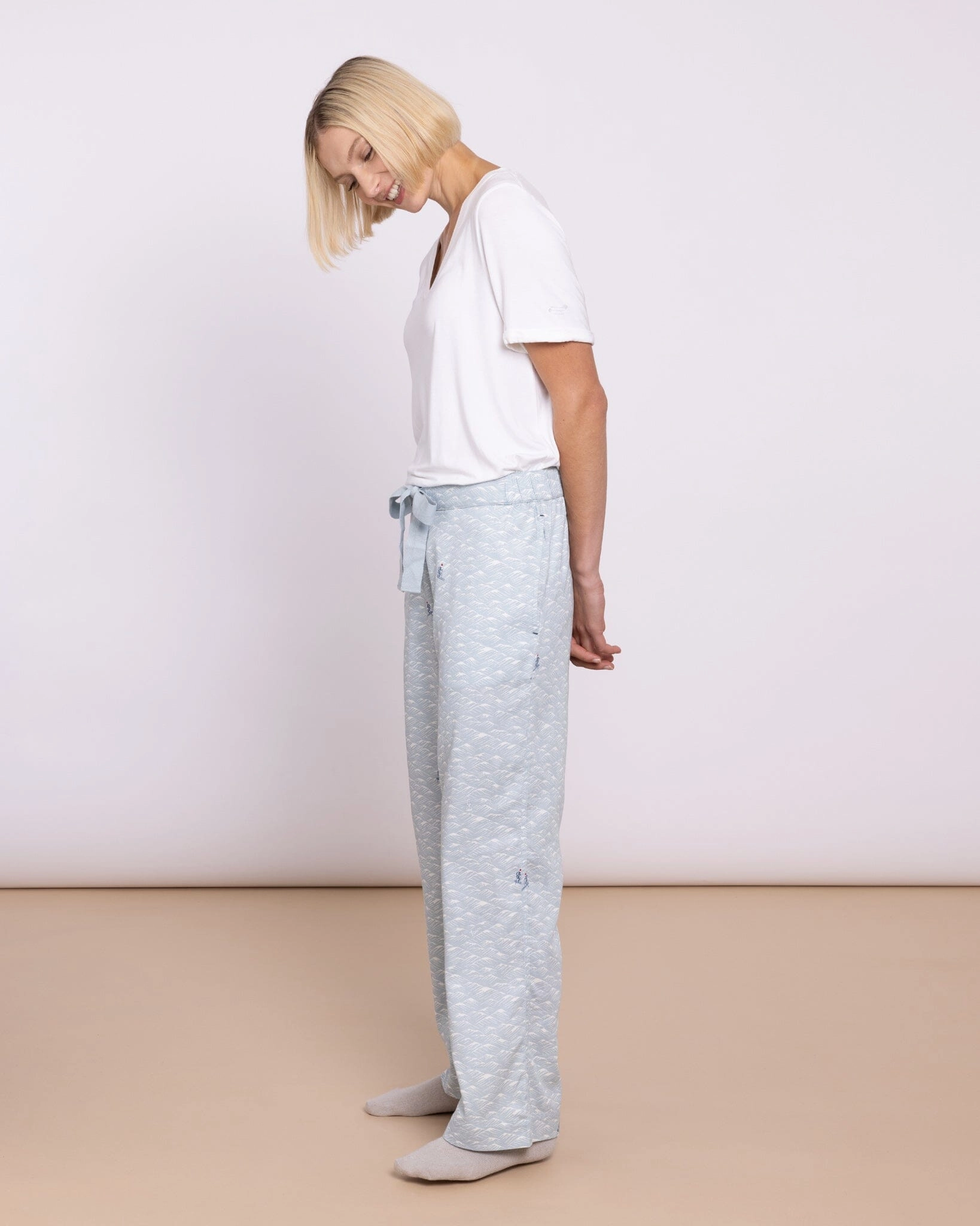 Organic Cotton Twill Blue Pyjama Bottoms, Aim High