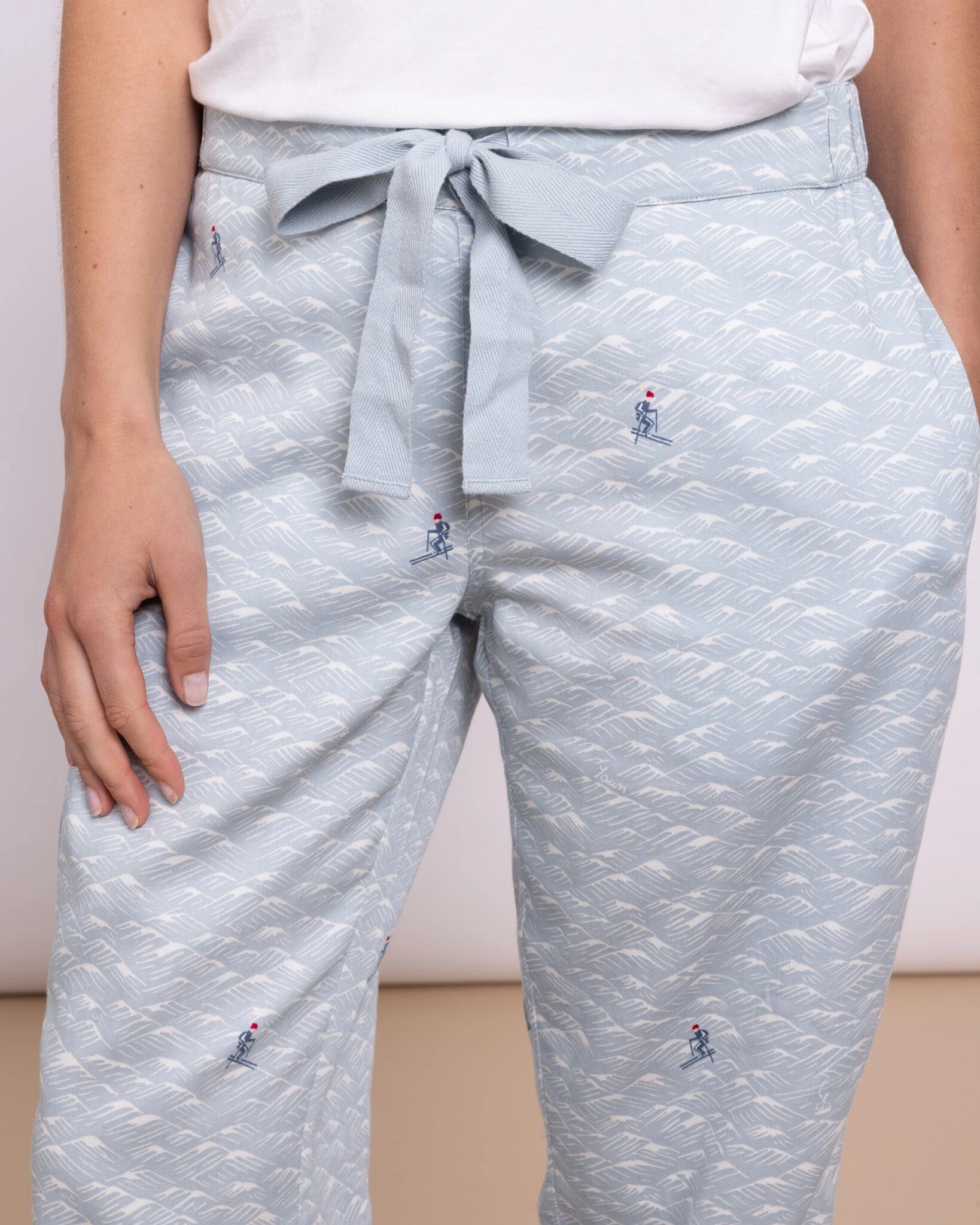 Organic Cotton Twill Blue Pyjama Bottoms, Aim High