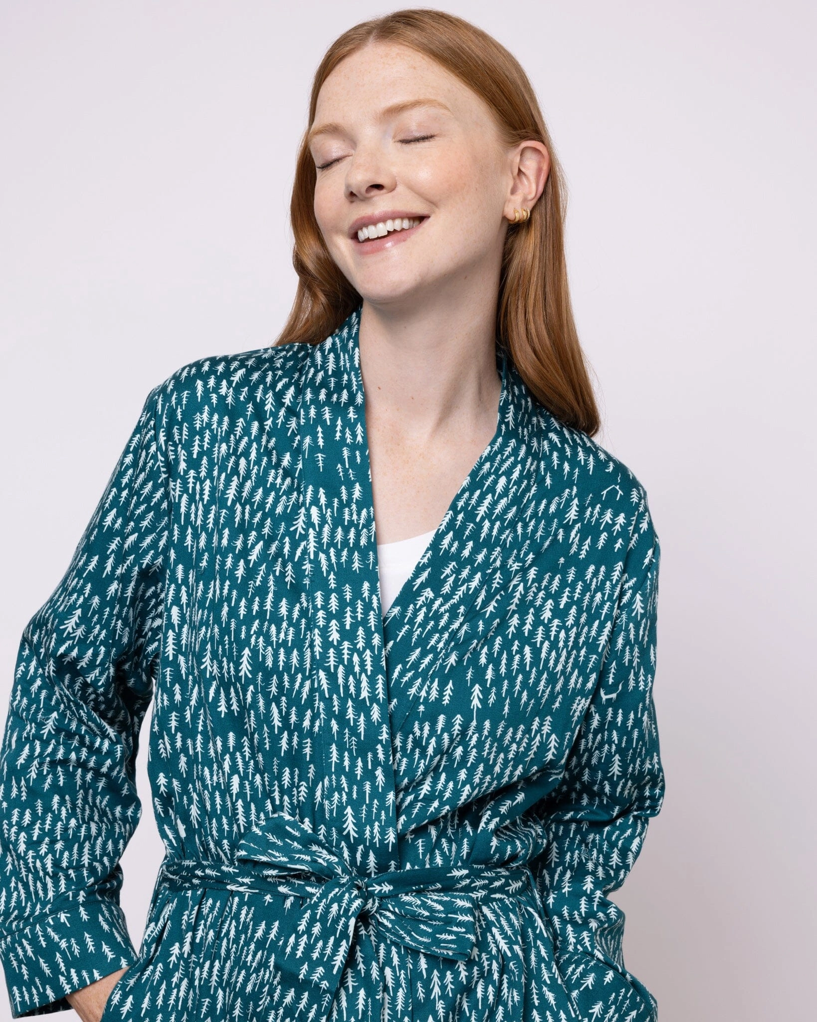 Organic Cotton Twill Green Robe, Treetops and Tales