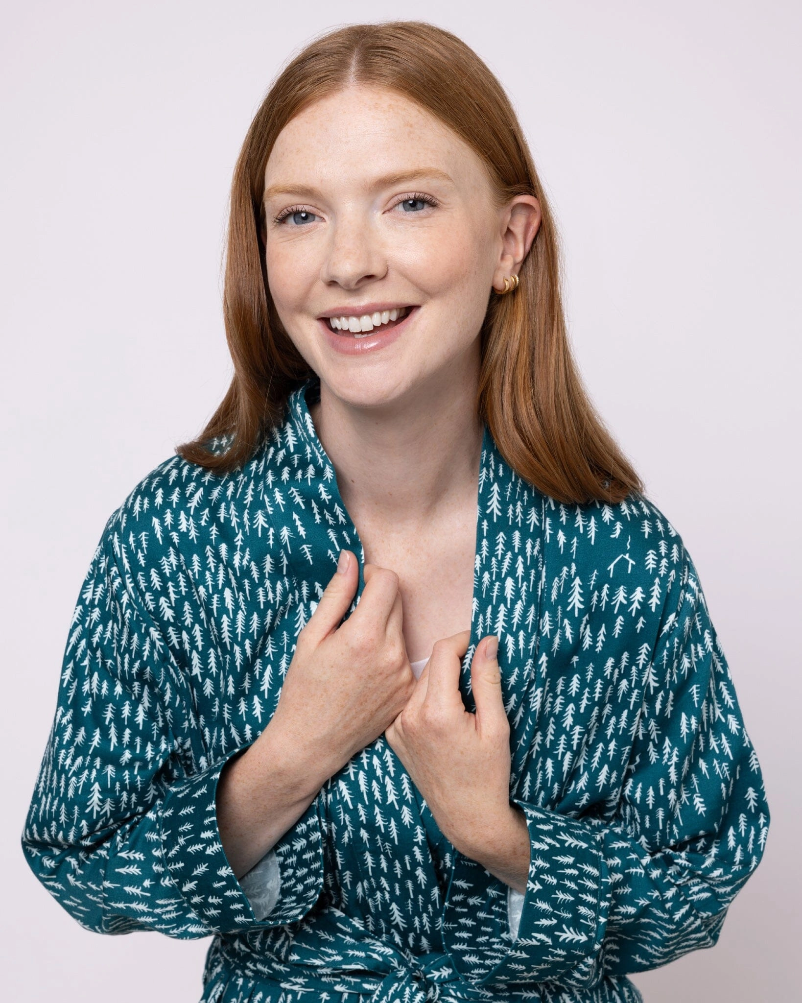 Organic Cotton Twill Green Robe, Treetops and Tales
