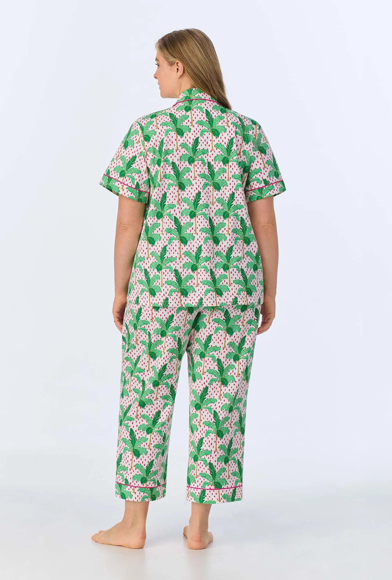 Palm Point Short Sleeve Classic Stretch Jersey Cropped PJ Set