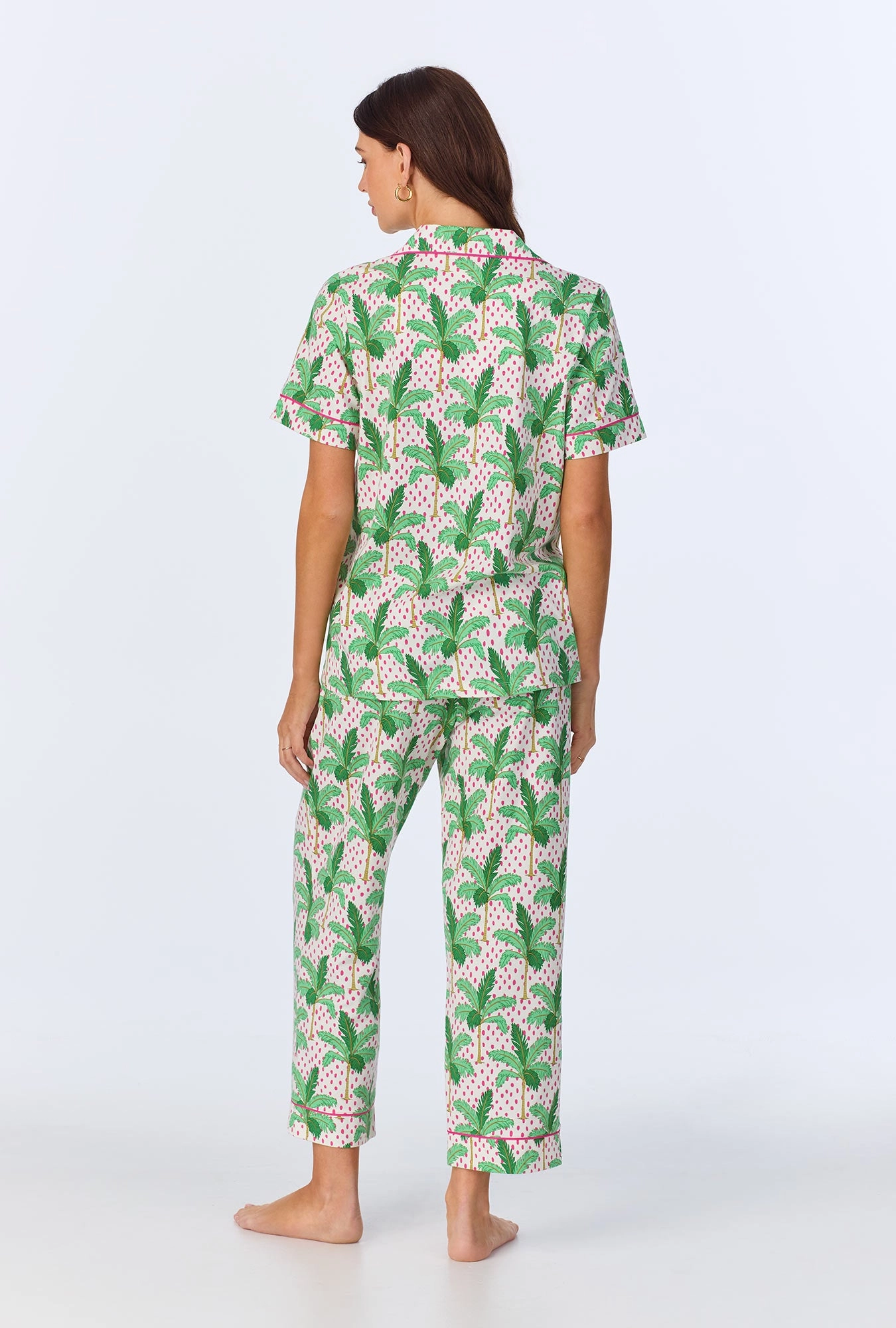 Palm Point Short Sleeve Classic Stretch Jersey Cropped PJ Set