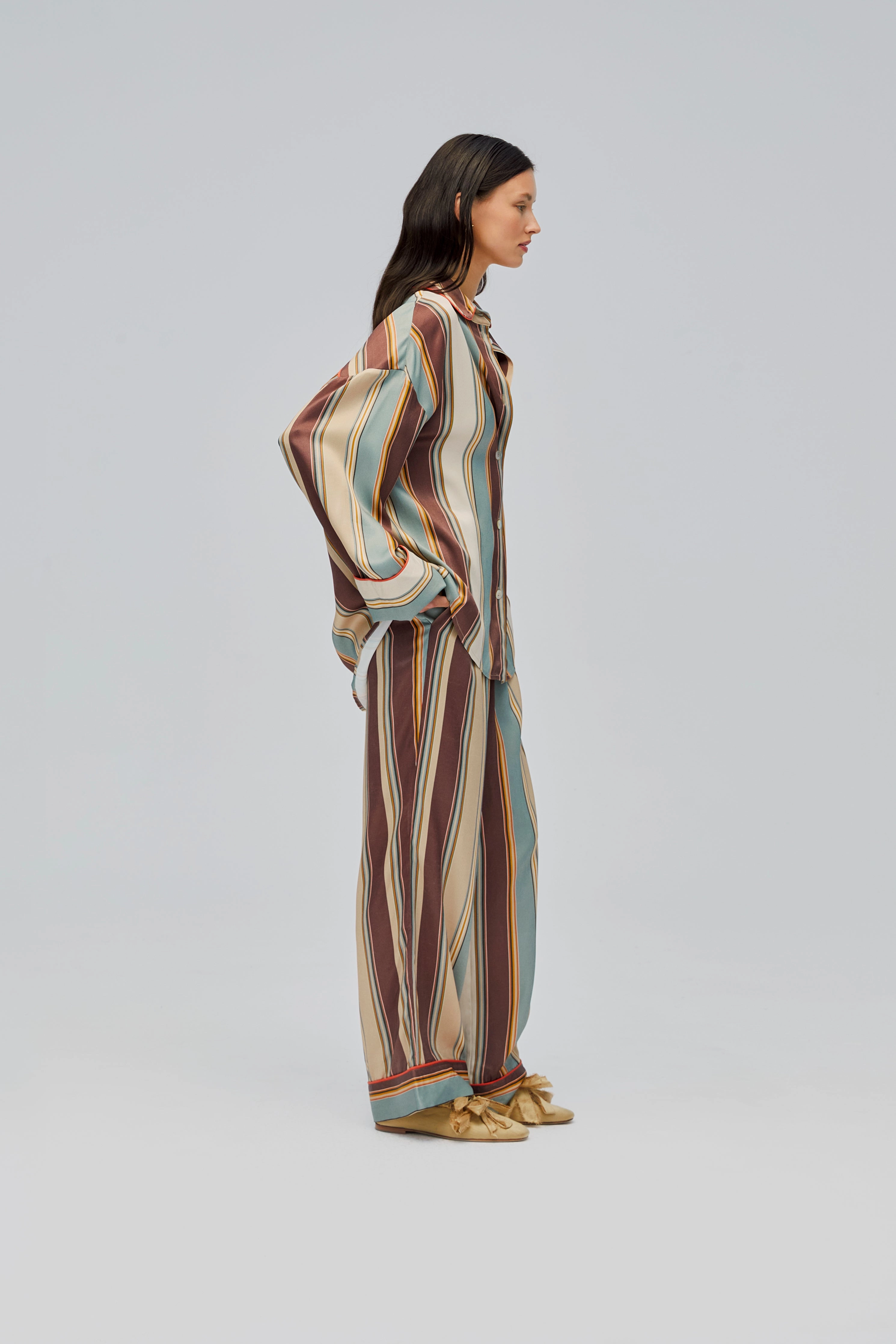 Pastelle Oversized Shirt in Sage Stripes