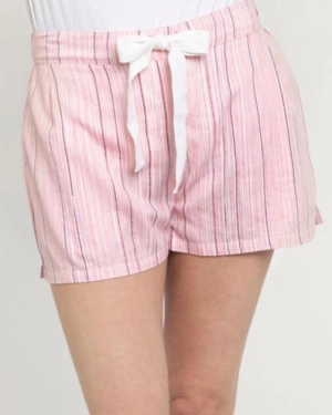 Pencil Stripe organic cotton pyjama shorts, pink
