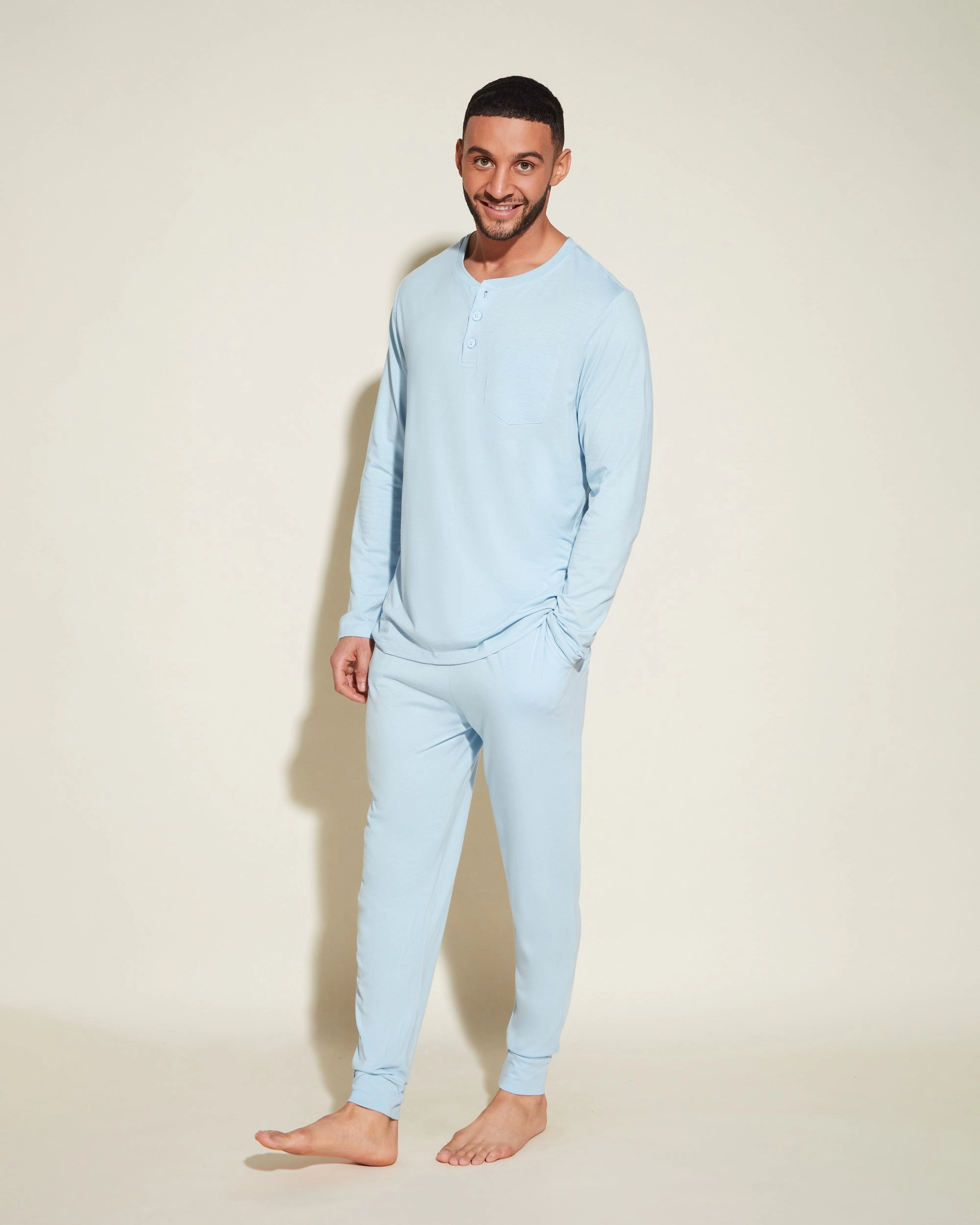 Pigiama Da Uomo Con Top Henley E Pantaloni  Jogger