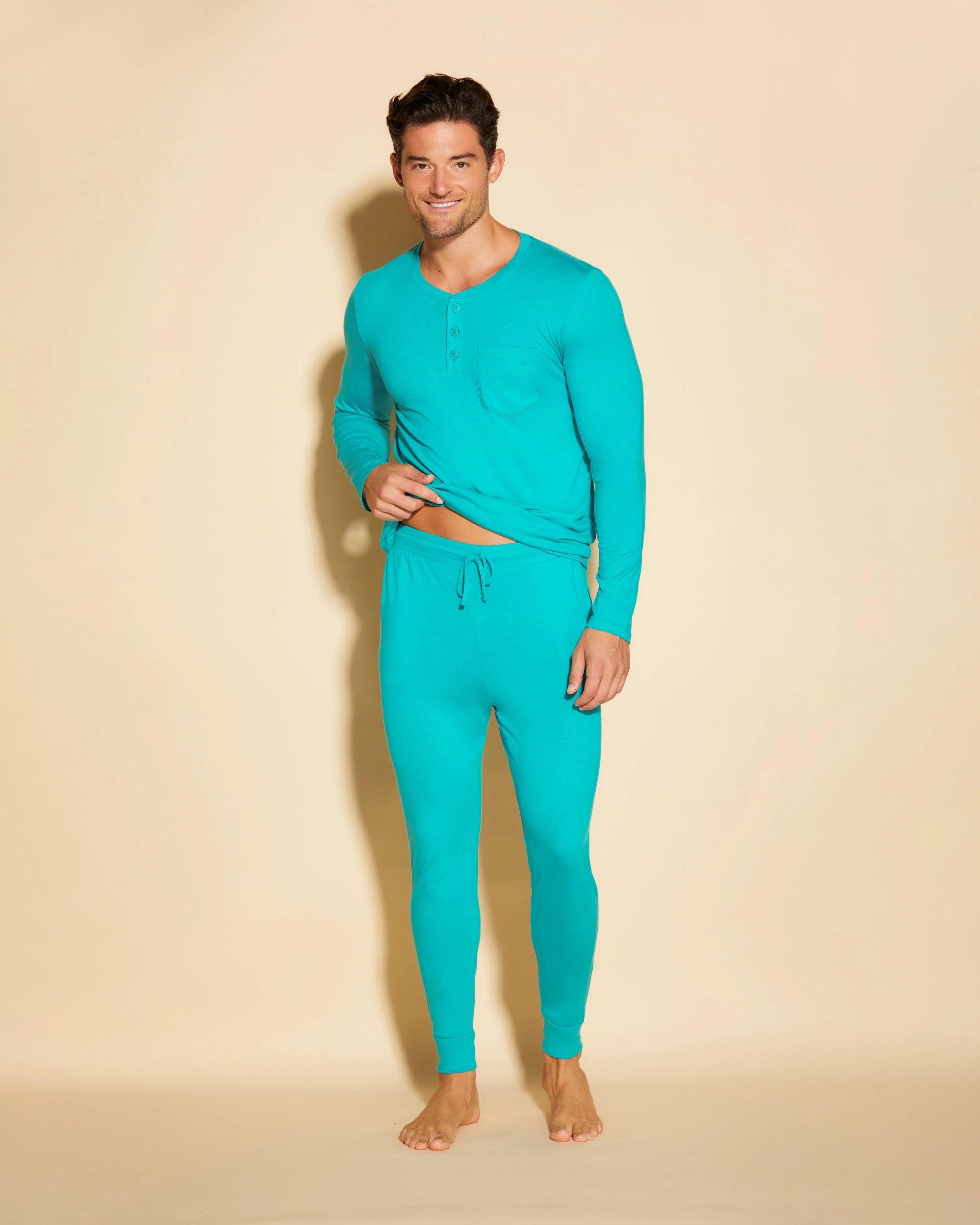 Pigiama Da Uomo Con Top Henley E Pantaloni  Jogger
