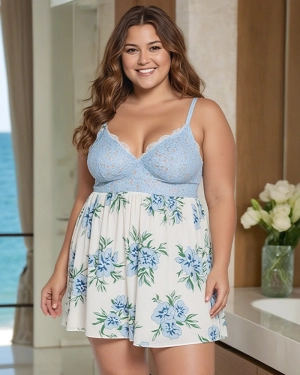 Plus Size Floral Comfy Lace Babydolls