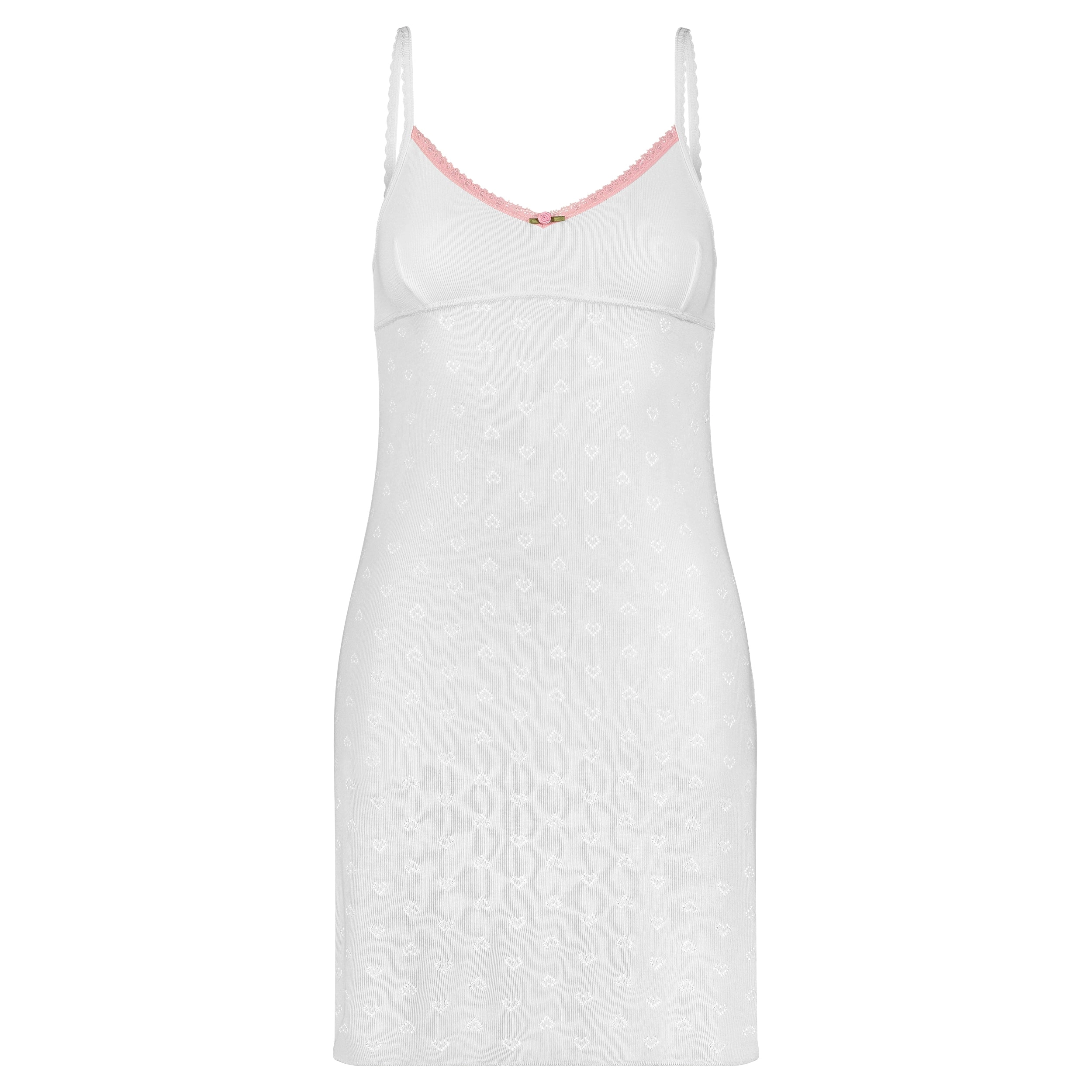 Polkadot BRA CAMIDRESS Natural Vintage Hearts w Pink Lace