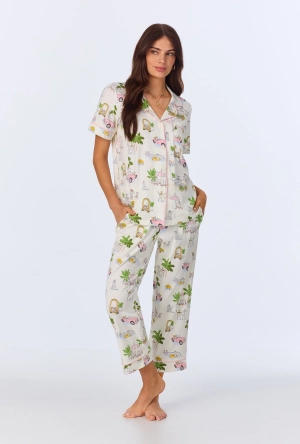 Poolside Poodles Short Sleeve Classic Stretch Jersey Cropped PJ Set