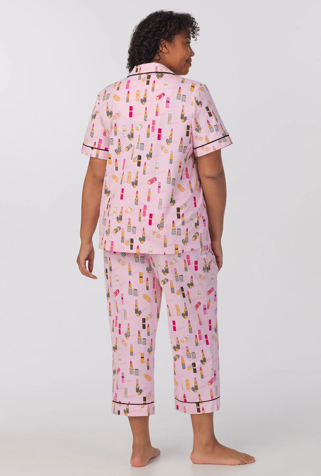 Pretty In Pink Short Sleeve Classic Stretch Jersey Cropped PJ Set