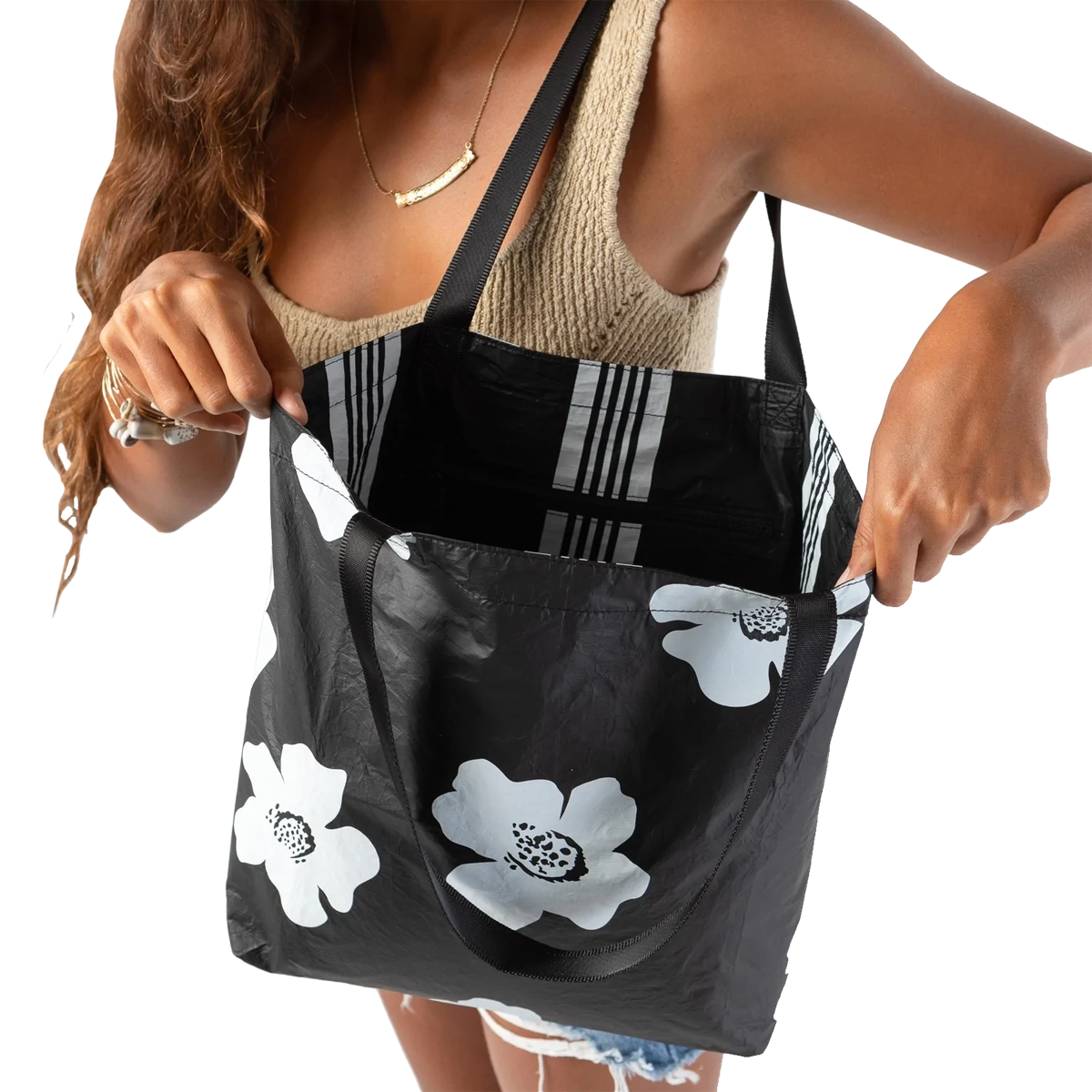 Pua and Linen Stripes Reversible Tote